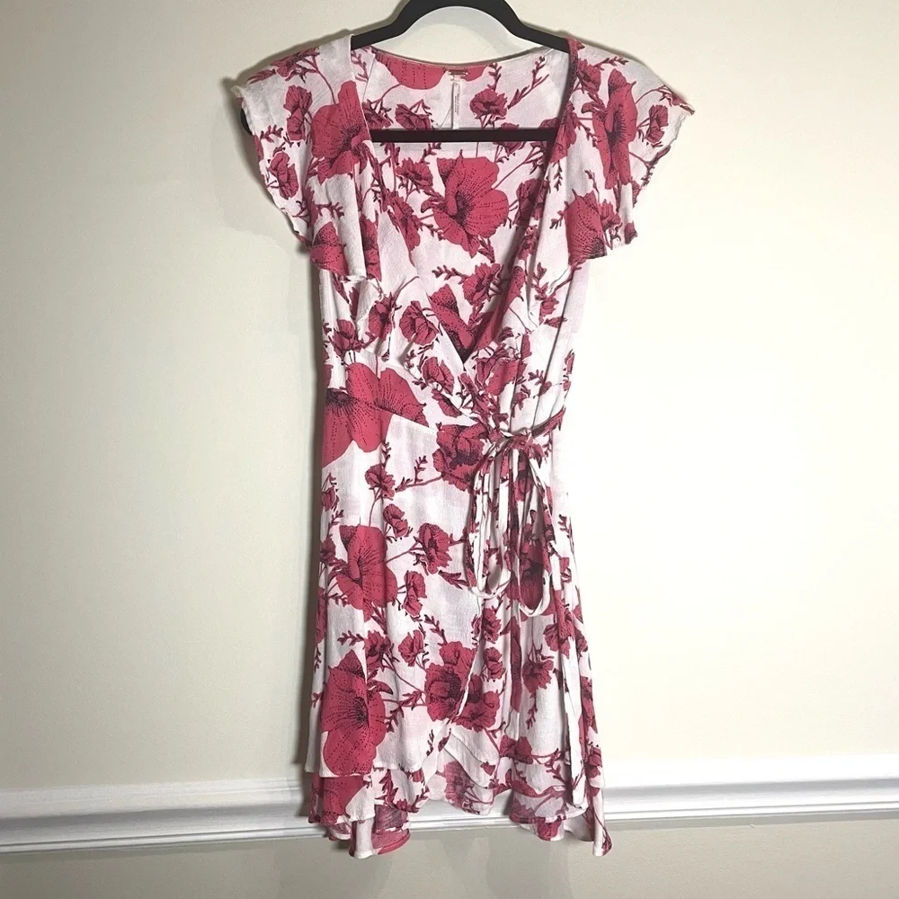 Free People French Quarter Ivory Floral Print Wrap Dress Size small - Picture 5 of 8